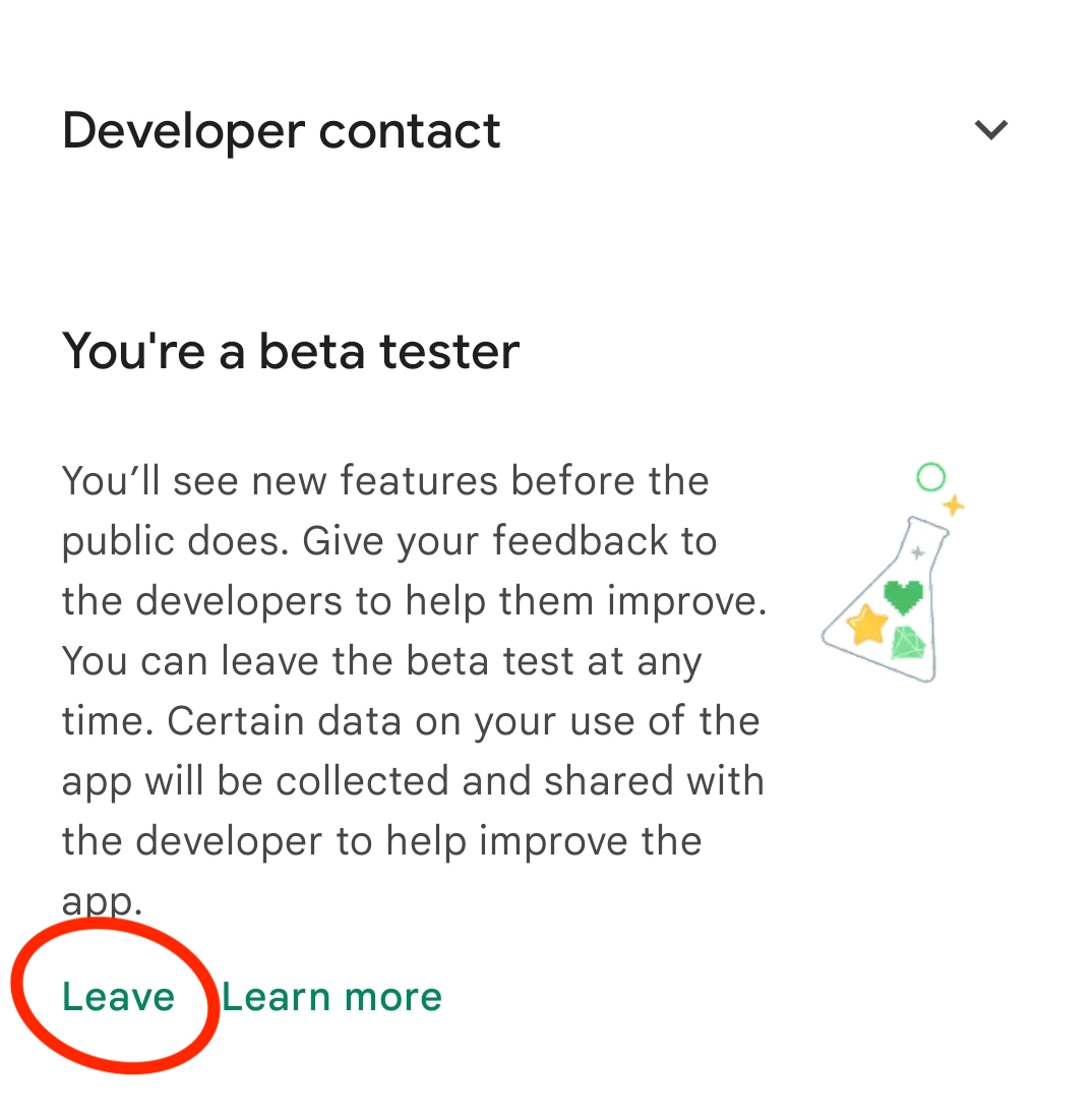 Google Play Store Leave Beta